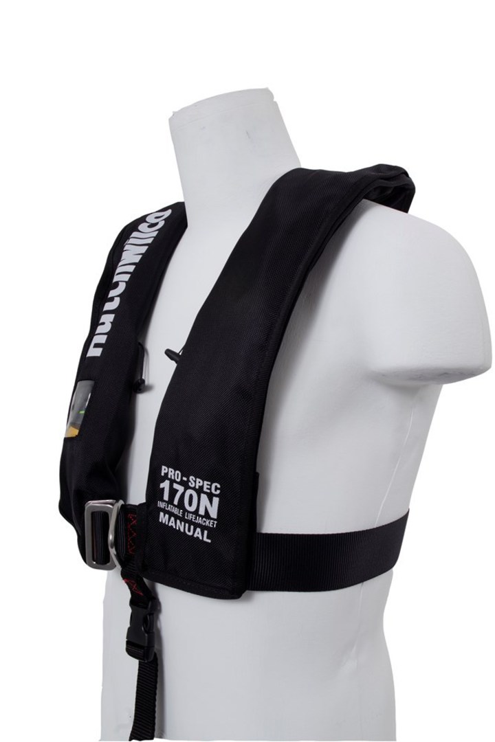 HW Pro-Spec 170N Manual Deck Lifejacket  with Harness – Black image 0